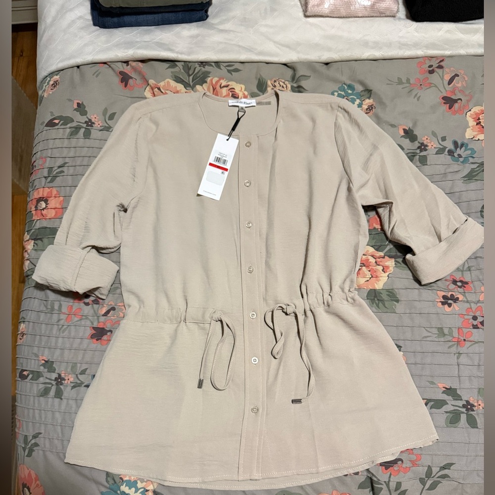 Calvin Klein Light Beige Button-Up Top